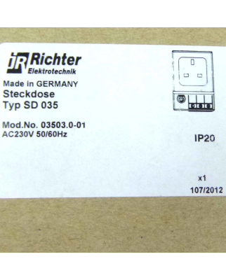 Richter Elektronik Steckdose GB Typ SD 035 Mod.No. 03503.0-01 OVP