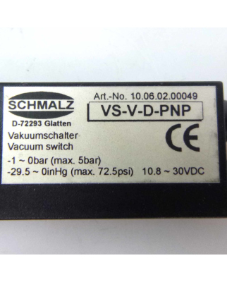 SCHMALZ Vakuumschalter VS-V-D-PNP 10.06.02.00049 GEB