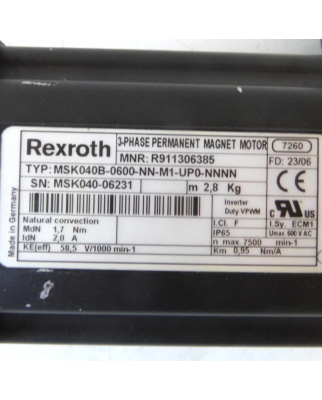 Rexroth Servomotor MSK040B-0600-NN-M1-UP0-NNNN R911306385 GEB