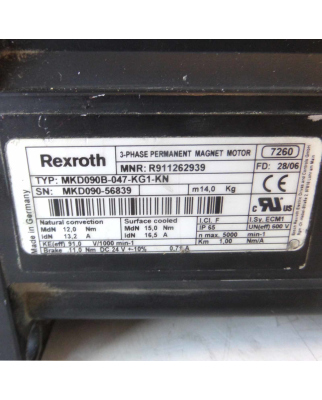 Rexroth Servomotor MKD090B-047-KG1-KN R911262939 GEB