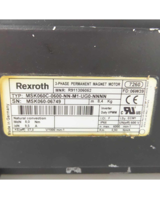 Rexroth Servomotor MSK060C-0600-NN-M1-UG0-NNNN R911306052 GEB