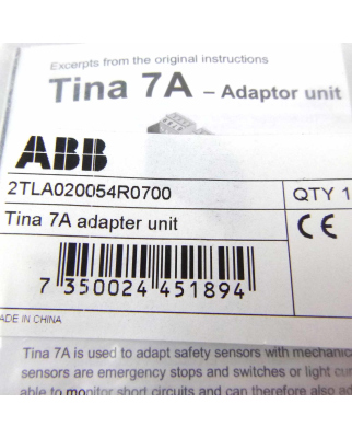 JOKAB / ABB Adaptor unit TINA 7A 2TLA020054R0700 OVP