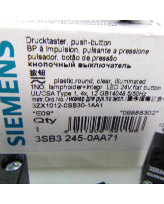Siemens Leuchtdrucktaster 3SB3 245-0AA71 OVP