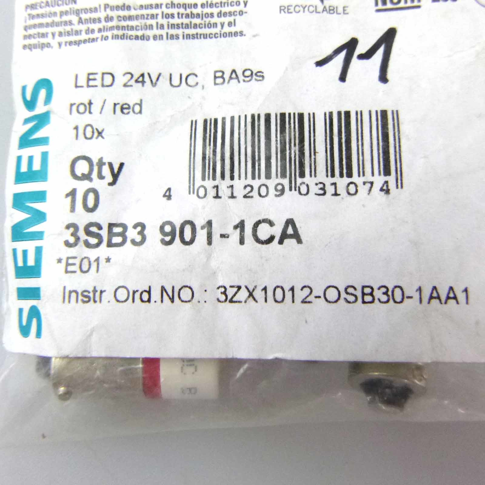 11Stk. rot OVP Siemens LED-Lampe 3SB3 901-1CA 