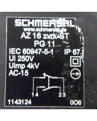 SCHMERSAL Sicherheitsschalter AZ 16-02ZVRK-ST PG11 GEB