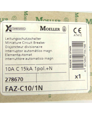 Moeller Leitungsschutzschalter FAZ-C10/1N 278670 OVP