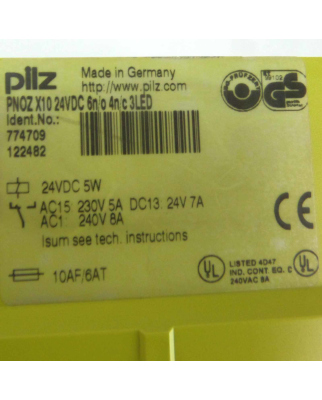 Pilz Not-Aus Schaltgerät PNOZ X10 24VDC 6n/o 4n/c 3LED 774709 GEB