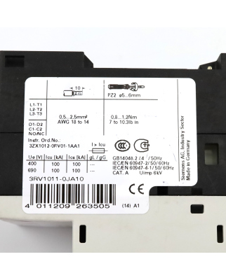 Siemens Leistungsschalter 3RV1011-0JA10 NOV