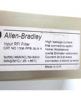 Allen Bradley Input RFI Filter 1336-RFB-30-A-4 GEB