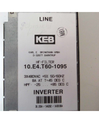KEB HF-Filter 10.E4.T60-1095 3x480VAC 50/60Hz GEB