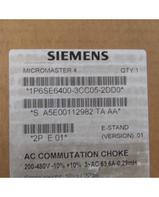 Siemens Micromaster 4 Kommutierungsdrossel 6SE6400-3CC05-2DD0 OVP