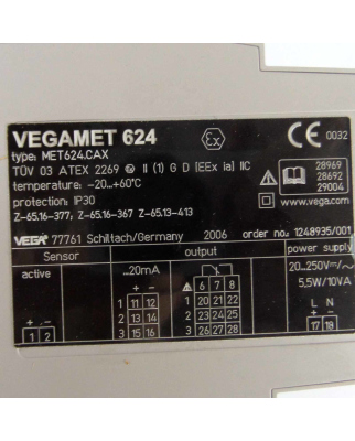 VEGA Auswertegerät Vegamet 624 MET624.CAX OVP