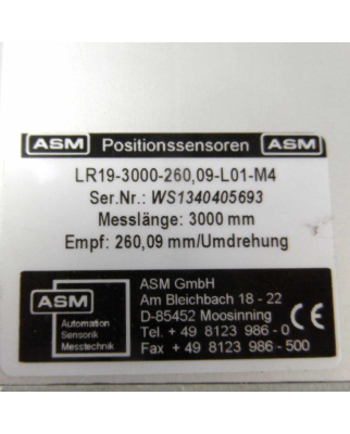 ASM Positionssensor LR19-3000-260,09-L01-M4 GEB