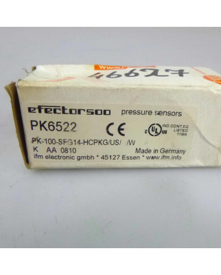 ifm efector Druckschalter PK-100-SFG14-HCPKG/US/ /W PK6522 OVP