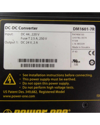 Power One DC-DC Converter Spannungswandler DM1601-7R GEB