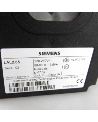 Siemens Ölfeuerungsautomat LAL2.65 Ser.02 220-240V GEB