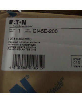 Eaton Isolierstoff-Einzelgehäuse CI45E-200 001891 375x500x225mm OVP