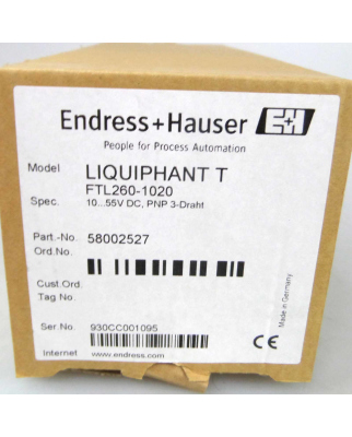 Endress+Hauser Füllstandgrenzschalter Liquifant T FTL260-1020 58002527 OVP
