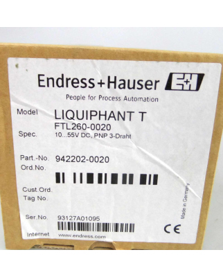Endress+Hauser Füllstandgrenzschalter Liquifant T FTL260-0020 942202-0020 OVP