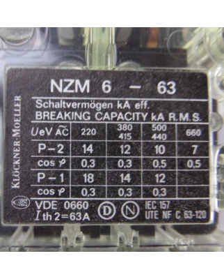 Klöckner Moeller Schalterblock NZM6-63 OVP