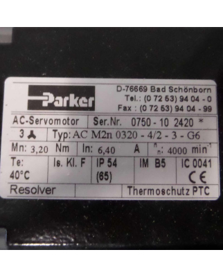 Parker AC-Servomotor AC M2n 0320-4/2-3-G6 +...