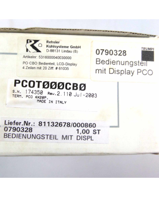 Carel Bedienungsteil mit Display PCO PCOT000CB0 OVP