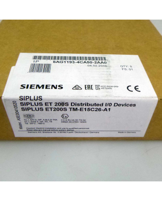 Siemens Simatic SIPLUS ET 200S 6AG1193-4CA50-2AA0 (5Stk.) SIE