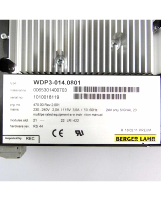 Berger Lahr Positioniersteuerung WDP3-014.0801 0065301400703 GEB