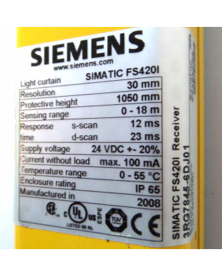 Siemens Simatic Lichtvorhang Empfänger FS420I 3RG7845-6DJ01 NOV