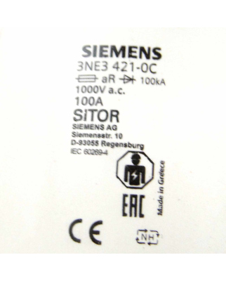 Siemens Sitor Sicherungseinsatz 3NE3 421-0C (3Stk.) OVP