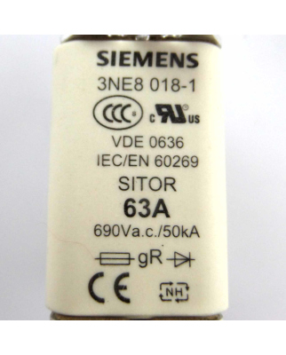 Siemens Sitor Sicherungseinsatz 3NE8 018-1 (3Stk.) OVP