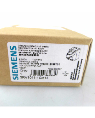 Siemens Leistungsschalter 3RV1011-1GA15 OVP