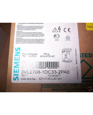 Siemens Leistungsschalter 3VL2708-1DC33-2PA0 OVP