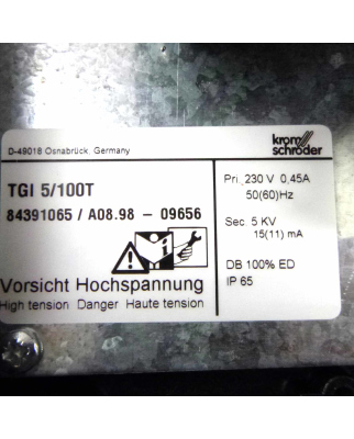 Kromschröder Zünd-Transformator TGI 5/100T 84391065 230V OVP