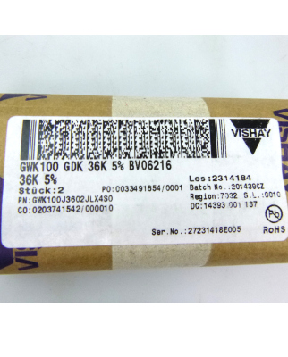 Vishay Drahtwiderstand GWK100 GDK 36K 5% BV06216 OVP
