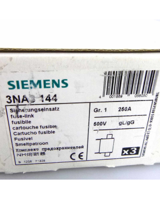 Siemens Sitor Sicherungseinsatz 3NA3 144 (3Stk.) OVP