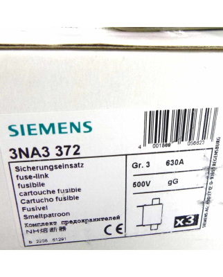 Siemens Sitor Sicherungseinsatz 3NA3372 (3Stk.) OVP