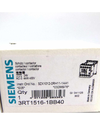 Siemens Schütz 3RT1516-1BB40 24V OVP