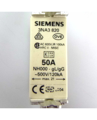 Siemens Sitor Sicherungseinsatz 3NA3 820 (9Stk.) OVP