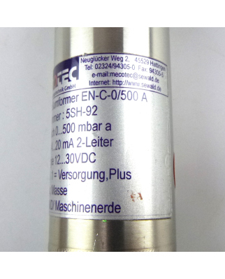 Mecotec Druckmeßumformer EN-C-0/500 A 0...500 mbar a GEB