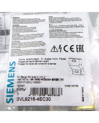 Siemens Anschluss-Schienen 3VL9216-4EC30 OVP