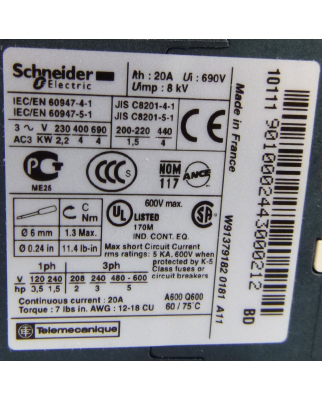 Schneider Sch&uuml;tz LP1K0901BD3 TeSys 042850 OVP