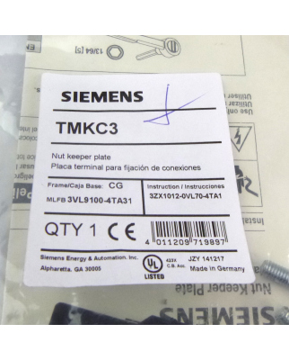 Siemens Anschluss mit Schraubverbindung 3VL9100-4TA31 TMKC3 OVP