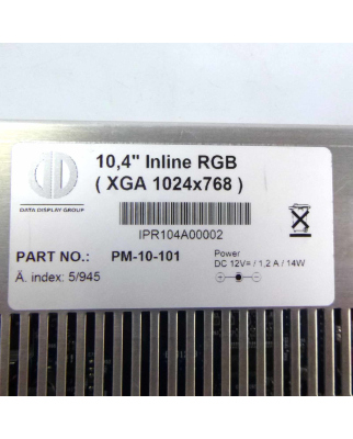 Data Display Group Display PM-10-101 10,4" Inline RGB (XGA 1024x768) 12V GEB