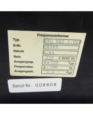 Frequenzumformer EFC VWS 1.0SF GEB