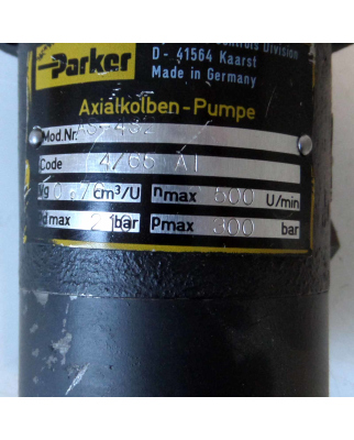Parker Axialkolben-Pumpe Mod.Nr.: AS-4S2 Code 4/65 A1 GEB