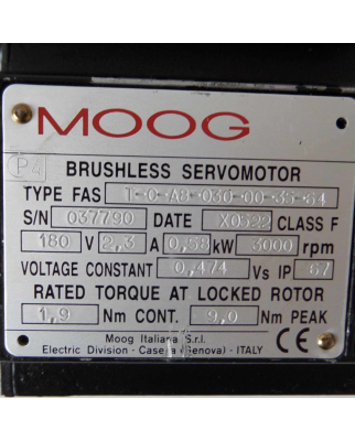 MOOG Servomotor T-0-A8-030-00-35-64 0,58kW NOV