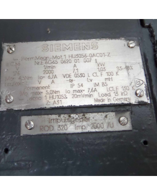 Siemens Gleichstrom-Servomotor 1HU3056-0AC01-Z Z=A31 + ROD320 REM