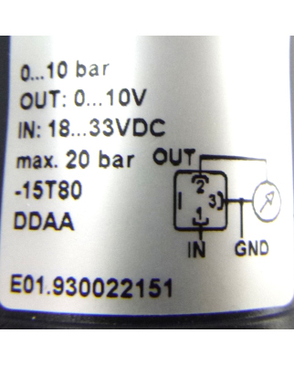 Huba Control Drucktransmitter E01.930022151 0-10 Bar NOV