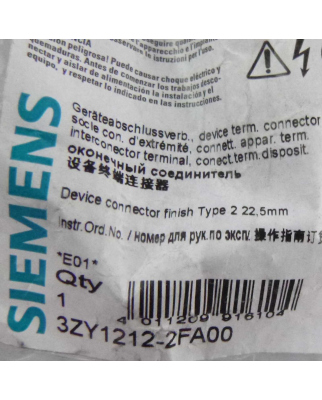 Siemens Geräteabschlussverbinder 3ZY1212-2FA00 OVP